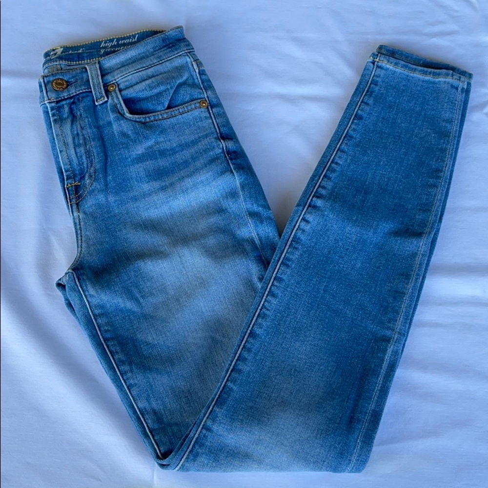 7 for all mankind light wash skinny jeans